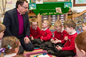 Bishop Philip chats with some of the Ladock School pupils.